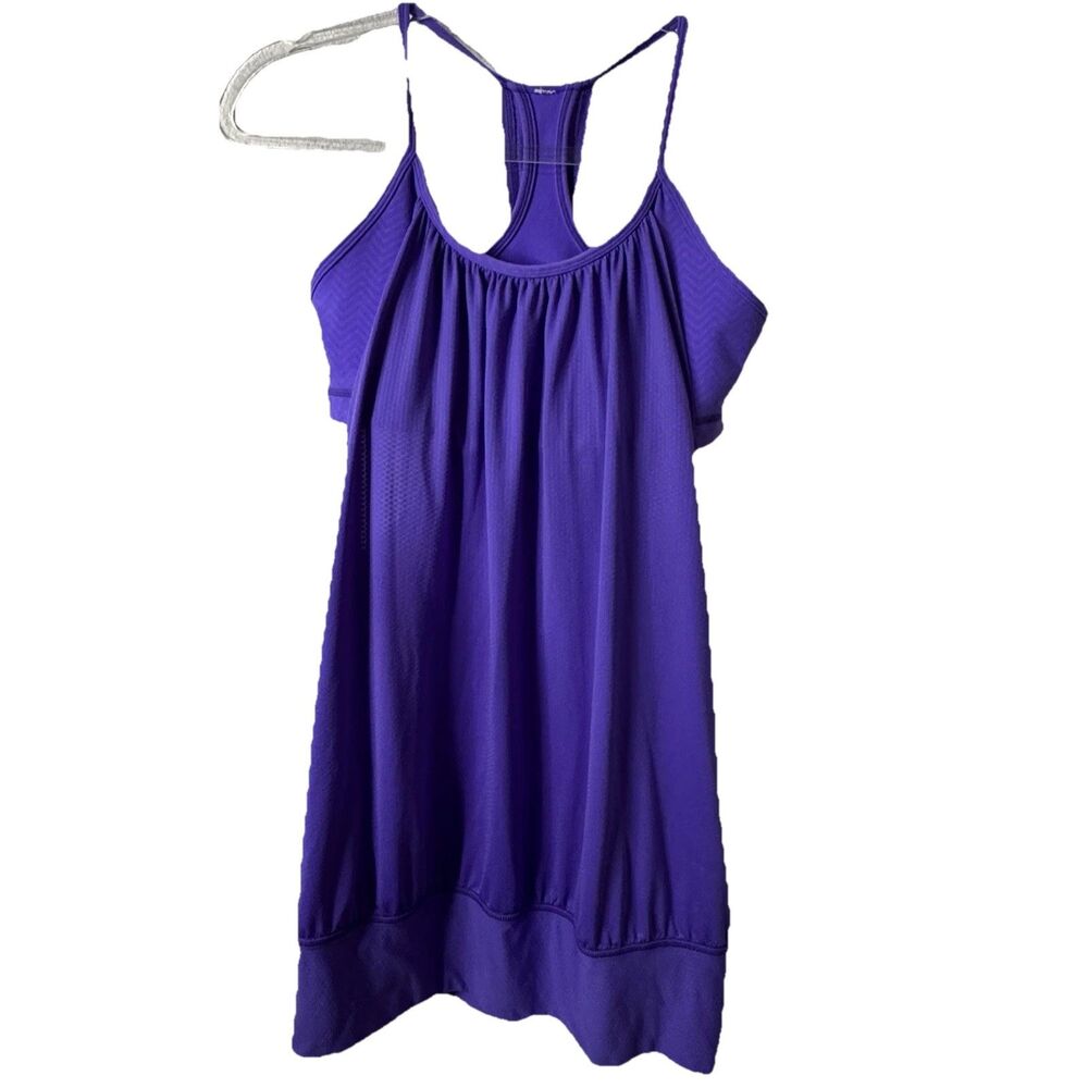 Lululemon No Limits Tank Top Women’s 8 Purple Built In Bra Layered Workout Gym